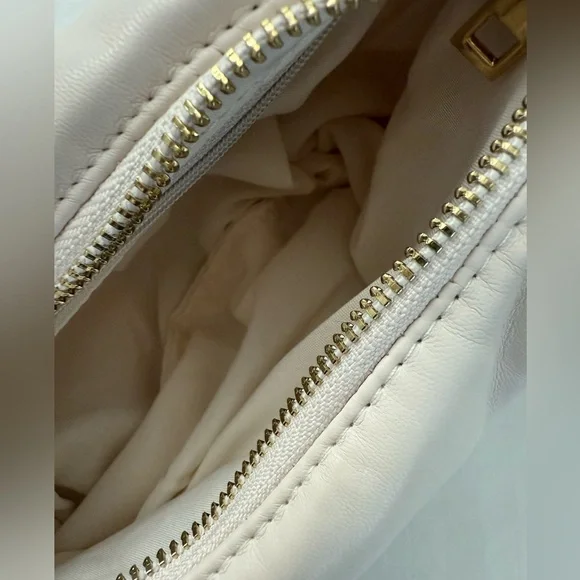 Melie Bianco Alexandra Cream Vegan Leather Top Handle Bag Small - Picture 5 of 9